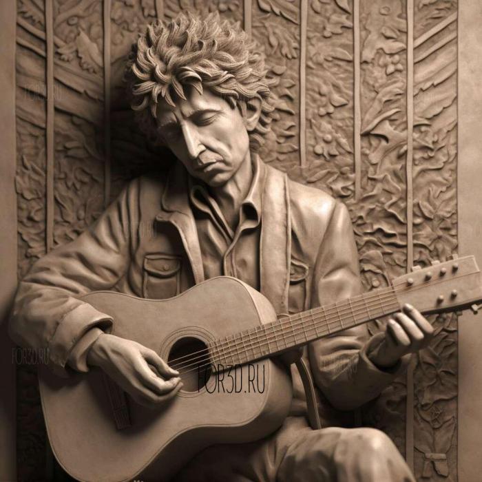 Bob Dylan folk musician 4 stl model for CNC