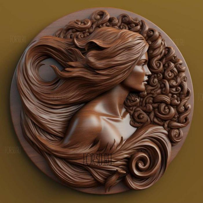 hair 3d model free 1 stl model for CNC