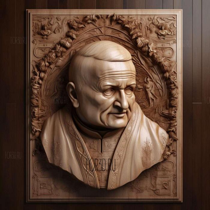 Pope John Paul II religious leader 3 stl model for CNC