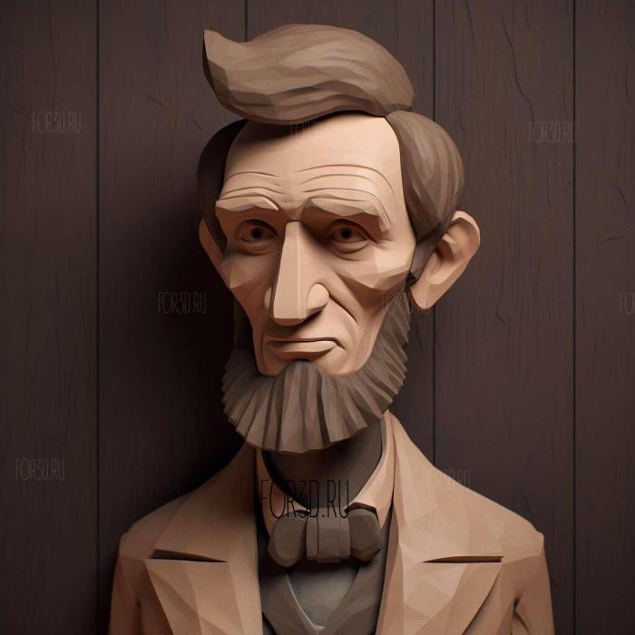 Abraham Lincoln caricature low poly 3d asset 1 stl model for CNC