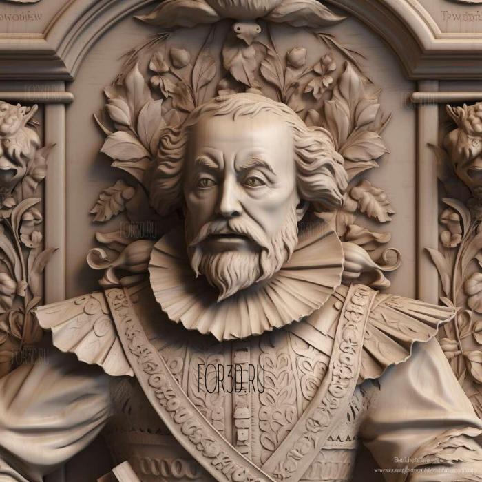 Edward de VereWilliam Shakespeare 3 stl model for CNC