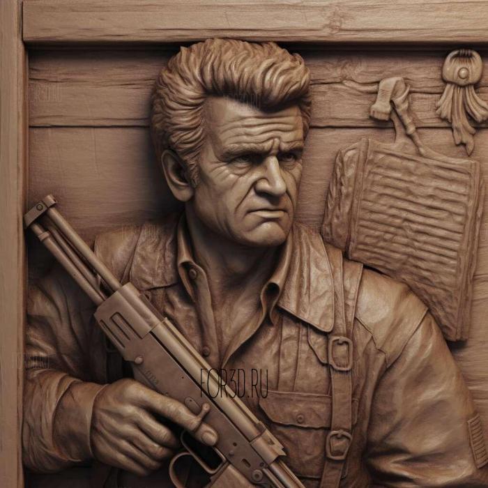 Mel Gibson with a gun 4 stl model for CNC