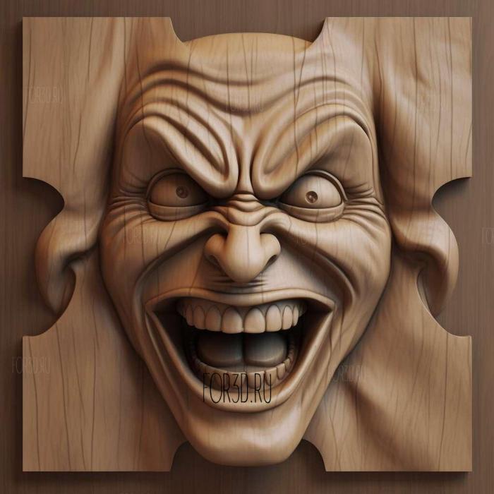 Joker animated expression 2 stl model for CNC