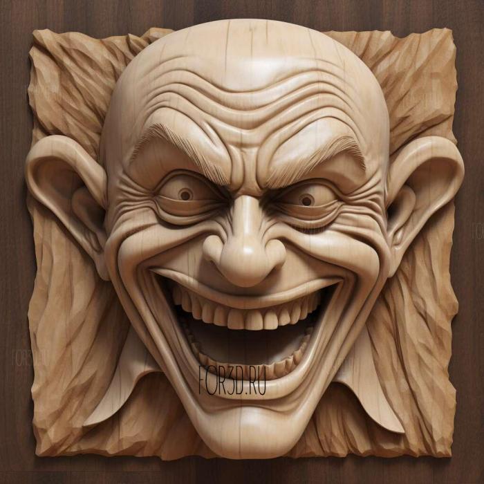 Joker animated expression 3 stl model for CNC