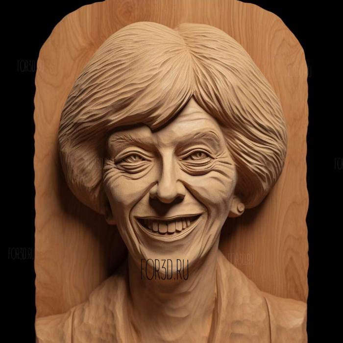 Theresa May caricature 2 stl model for CNC