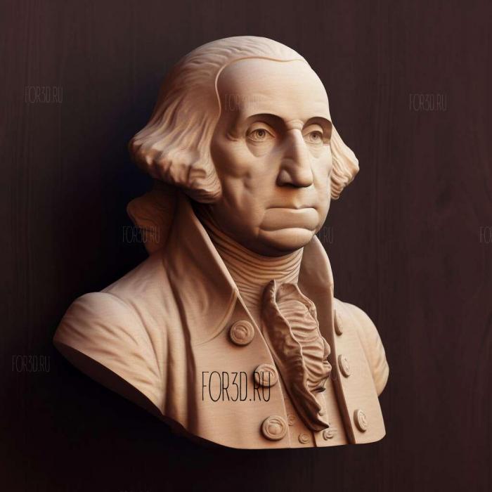 George Washington bust for 3D 1 stl model for CNC