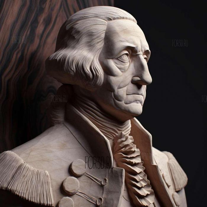 George Washington bust for 3D 2 stl model for CNC