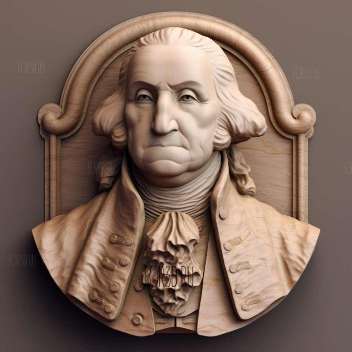 George Washington bust for 3D 3 stl model for CNC