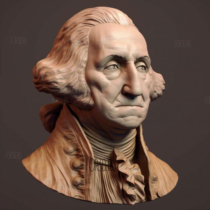 George Washington bust for 3D 4 stl model for CNC