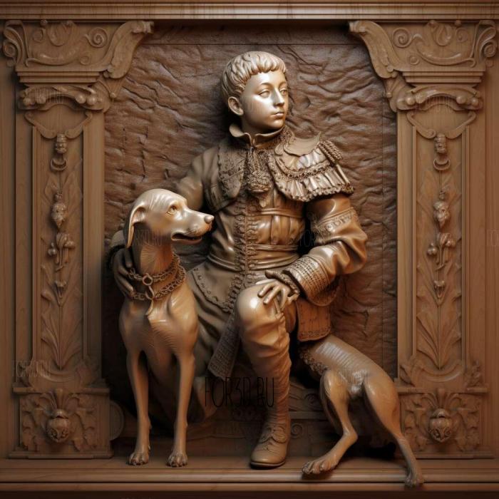 Le prince imperial et son chien nero 3 stl model for CNC