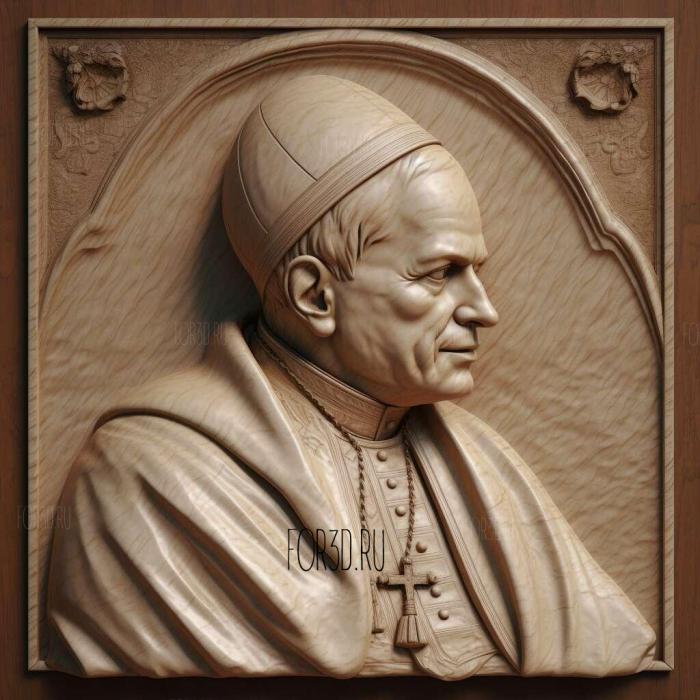 John Paul II Pope 3 stl model for CNC