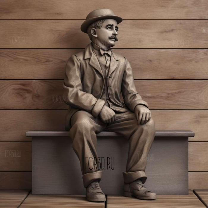 Charlie Chaplin Sitting Pose 1 stl model for CNC