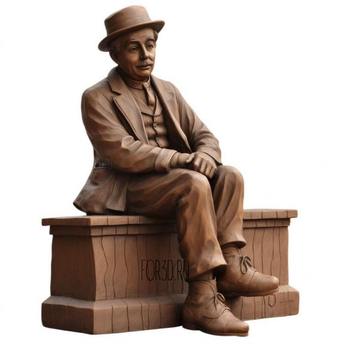 Charlie Chaplin Sitting Pose 3 stl model for CNC