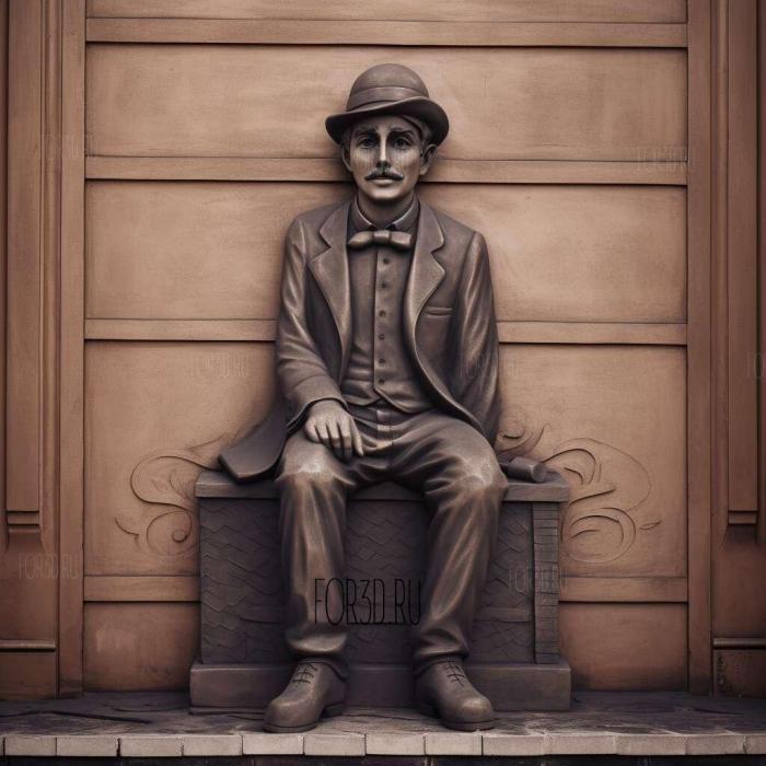 Charlie Chaplin Sitting Pose 4 stl model for CNC