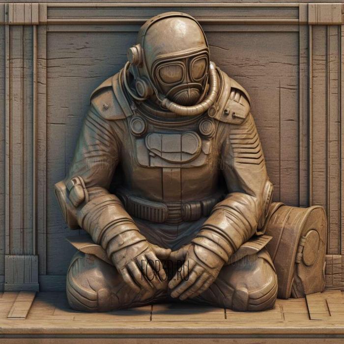 Sponge Diver Memorial Statue 3 stl model for CNC