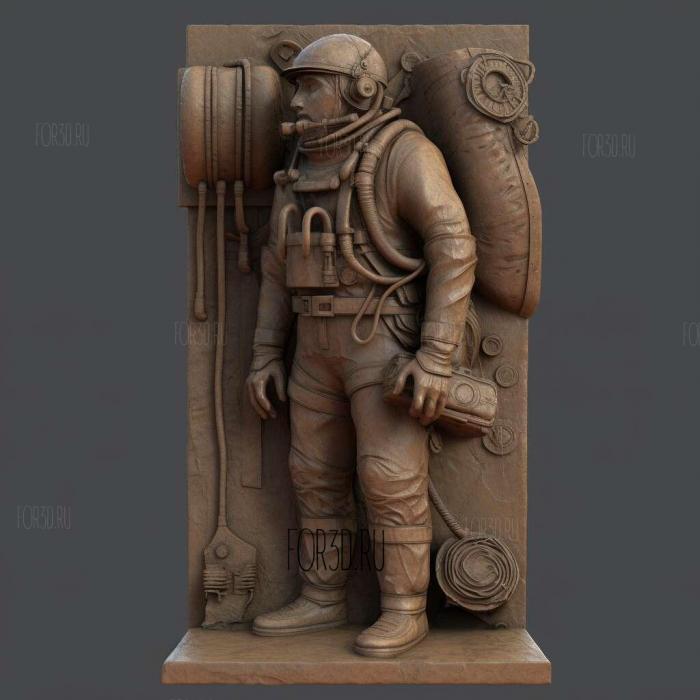 Sponge Diver Memorial Statue 4 stl model for CNC