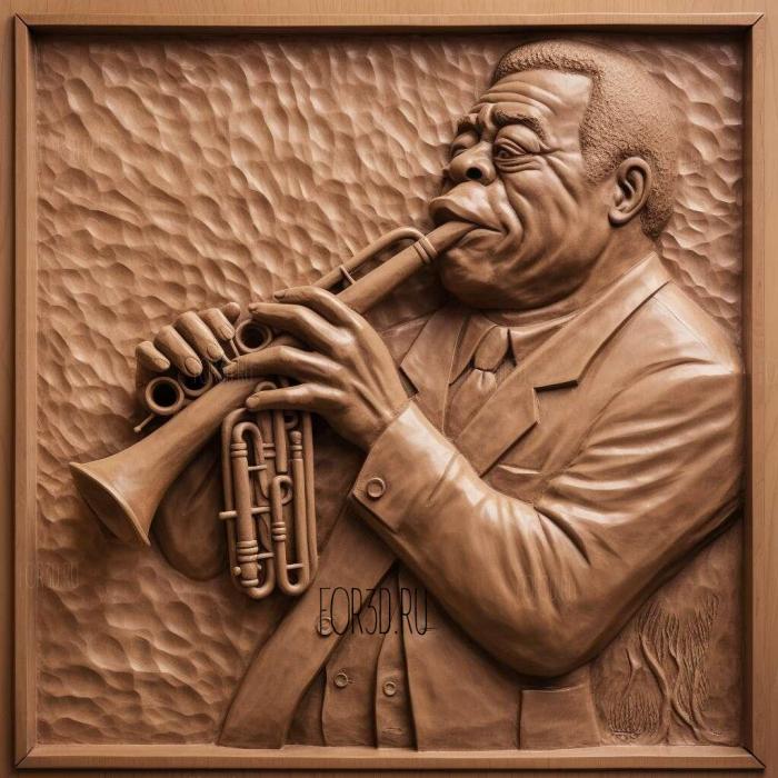 Louis Armstrong jazz musician 2 stl model for CNC