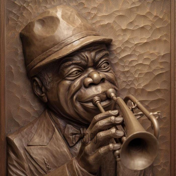 Louis Armstrong jazz musician 3 stl model for CNC
