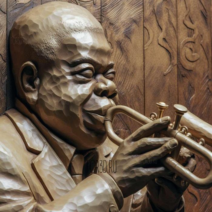 Louis Armstrong jazz musician 4 stl model for CNC