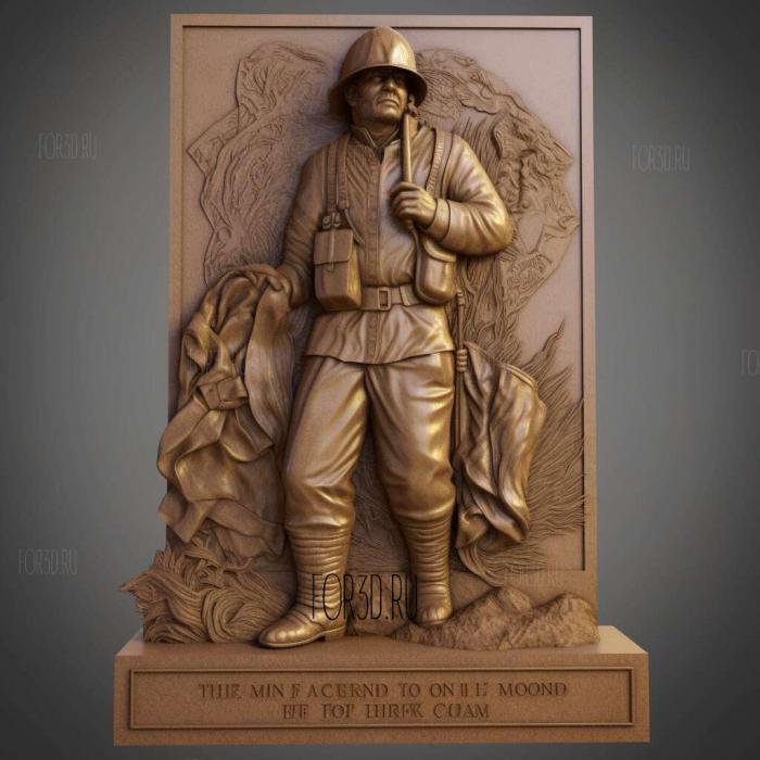 Fire Fighter Memorial Statue 1 stl model for CNC