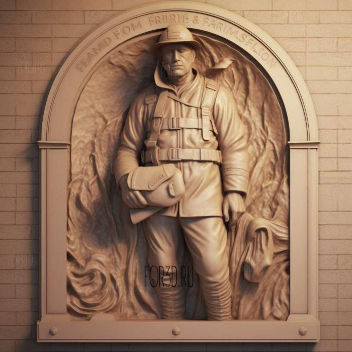 Fire Fighter Memorial Statue 3 stl model for CNC