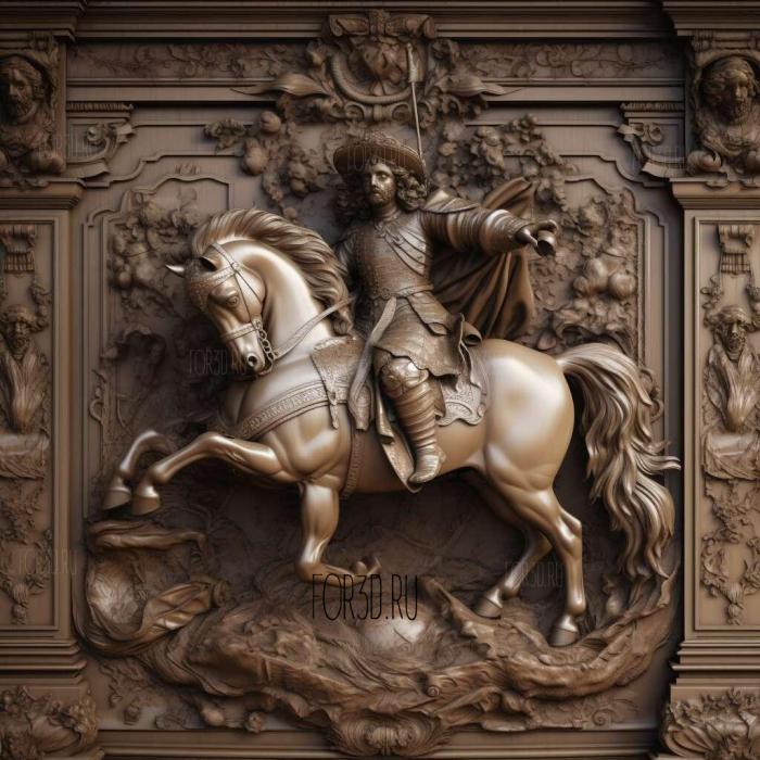 Louis XIV in place darmes of Versailles 1 stl model for CNC