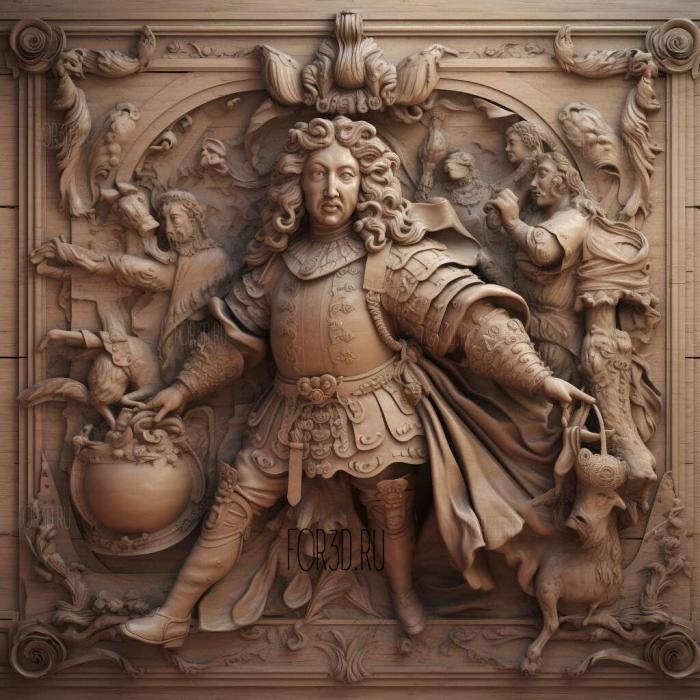 Louis XIV in place darmes of Versailles 3 stl model for CNC