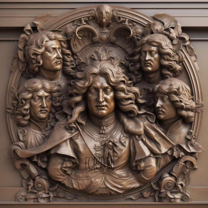 Louis XIV in place darmes of Versailles 4 stl model for CNC