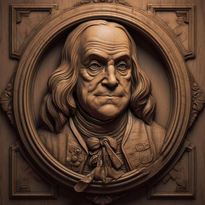 Benjamin Franklin 3 stl model for CNC