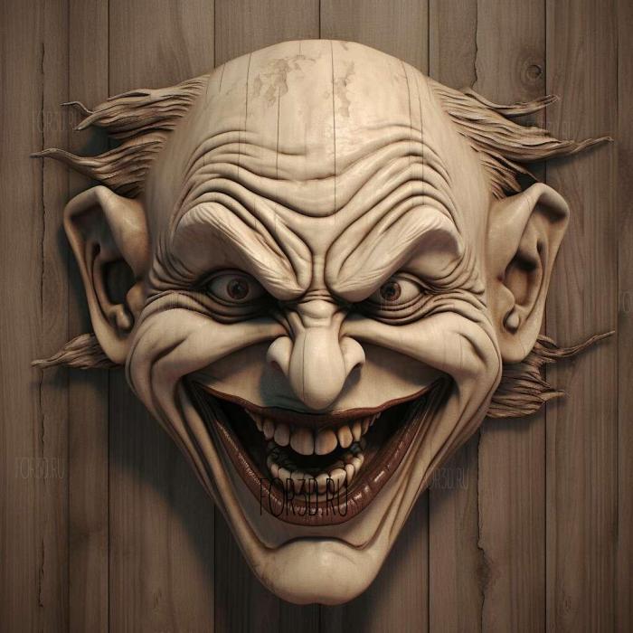 st Joker animated expression 2 stl model for CNC