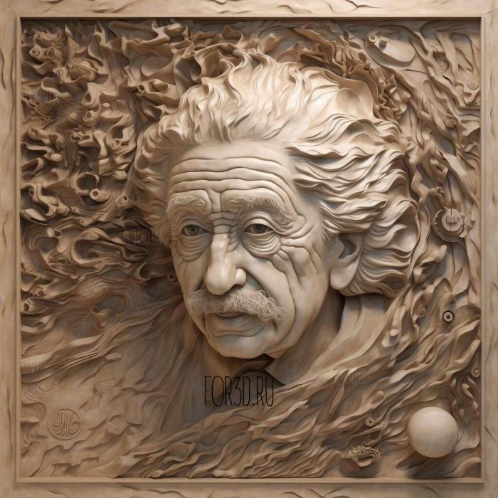 Albert Einstein Decimated 3 stl model for CNC