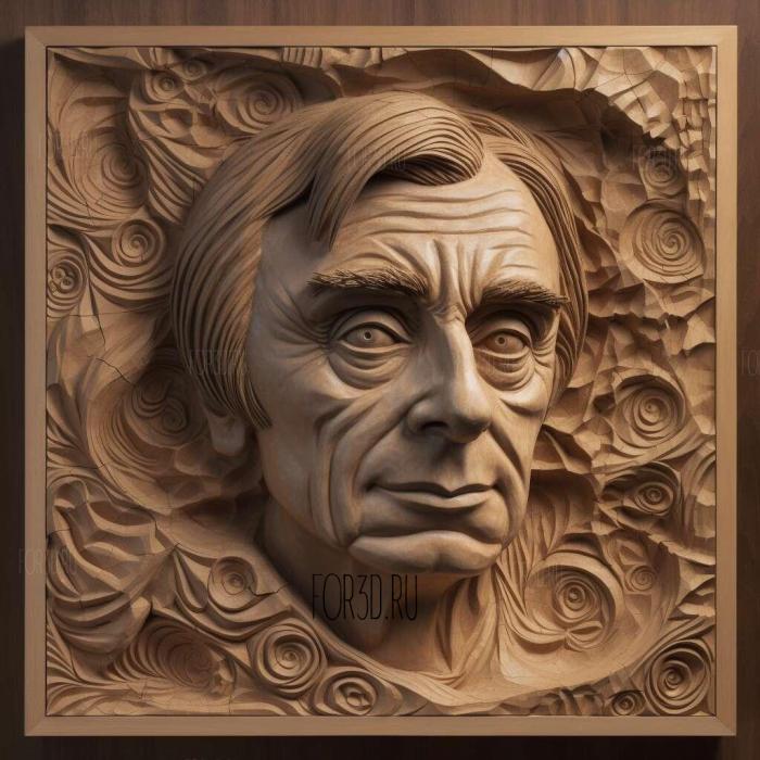 Caricature ure of Carl Sagan 4 stl model for CNC