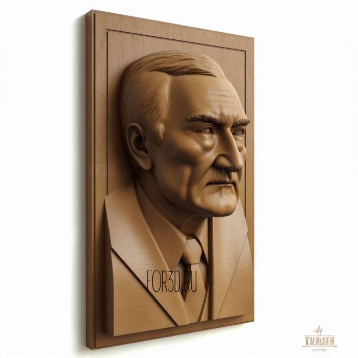 Mustafa Kemal Ataturk 3 stl model for CNC