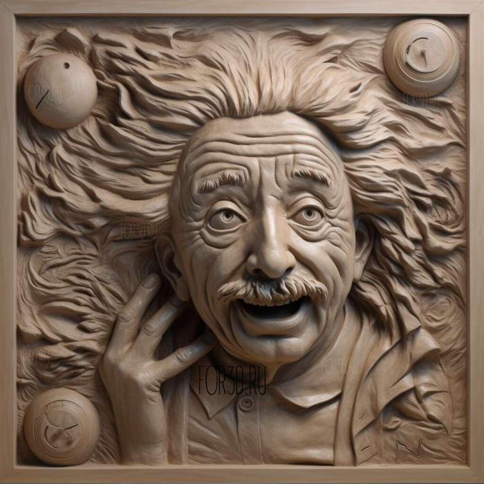 Albert Einstein Decimated 3 3d stl модель для ЧПУ