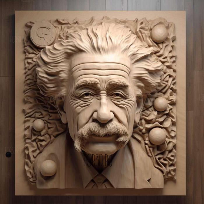 Albert Einstein Decimated 4 stl model for CNC