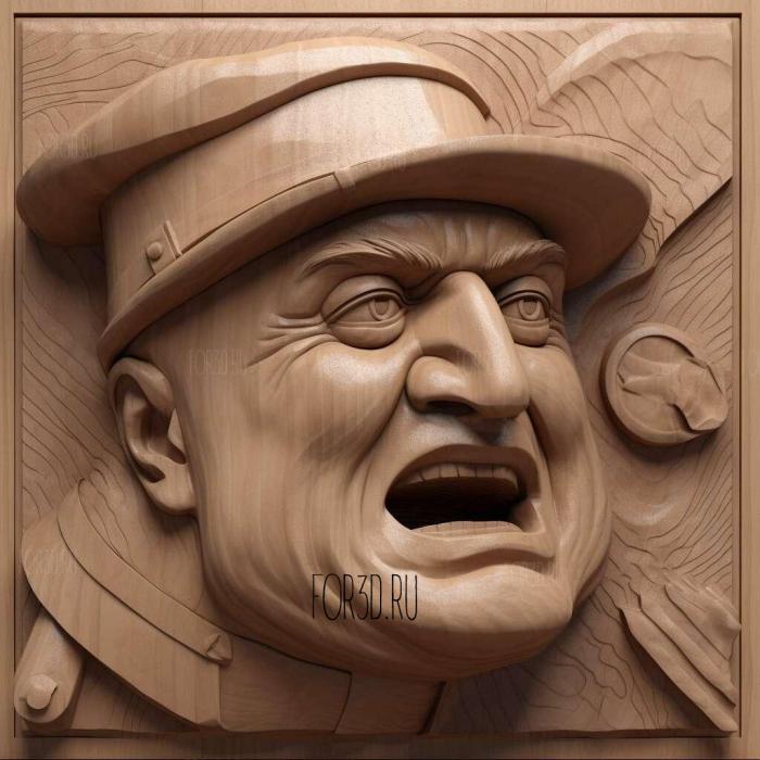 Mussolini caricature 3 stl model for CNC