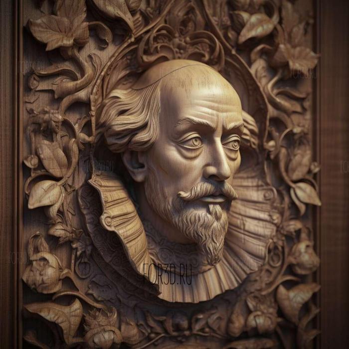 Edward de VereWilliam Shakespeare 1 stl model for CNC