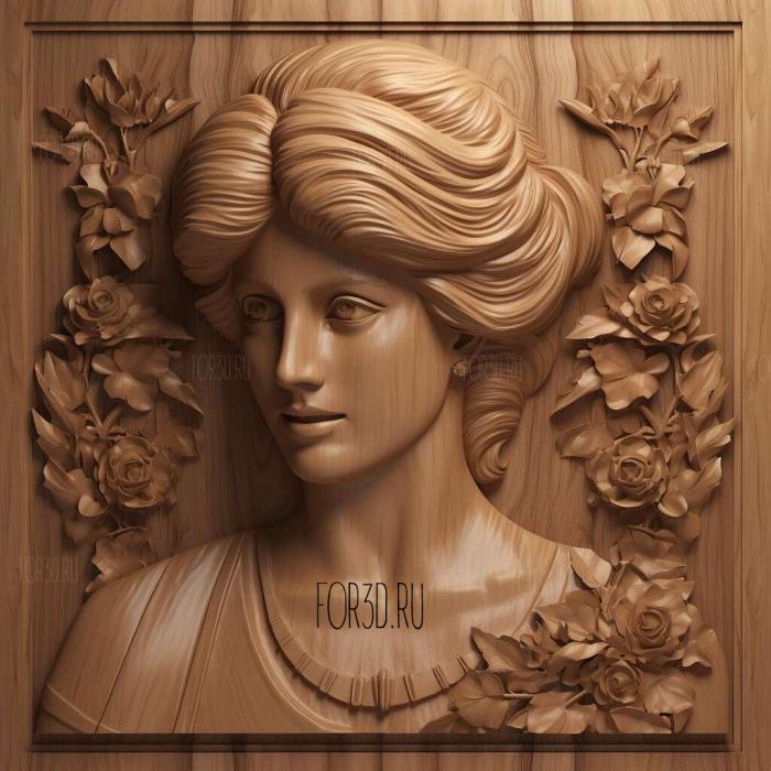 Diana Princess of Wales 3 stl model for CNC