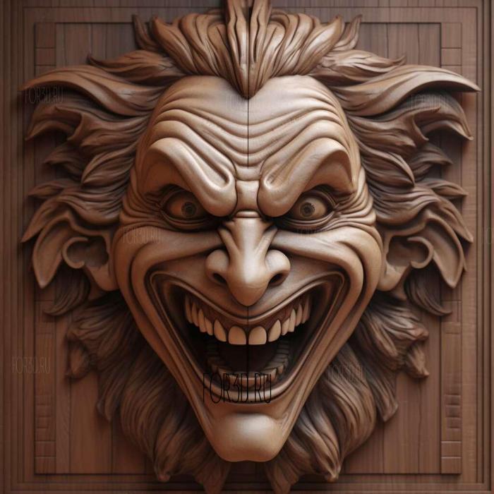 Joker animated expression 3 stl model for CNC