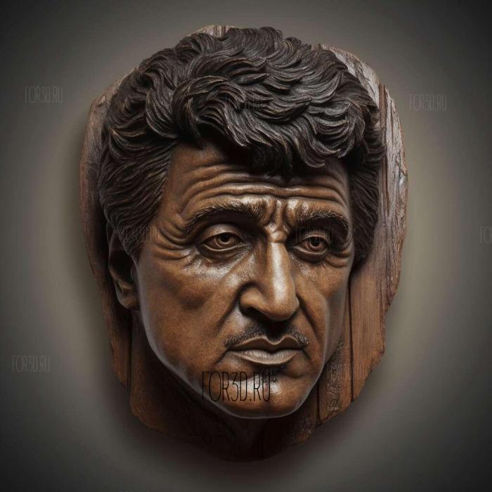 Sylvester Stallone head 4 stl model for CNC