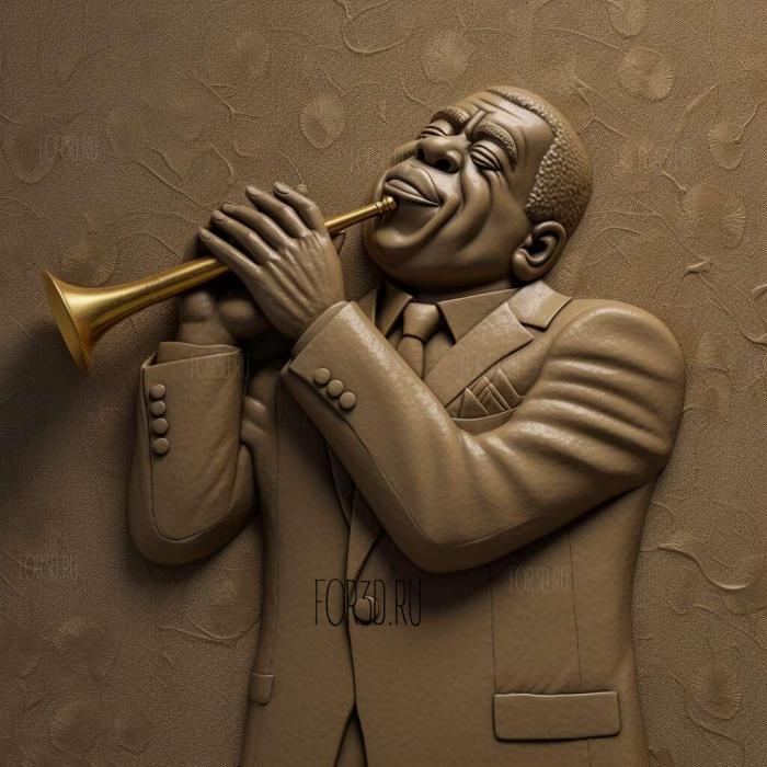 Louis Armstrong jazz musician 2 stl model for CNC