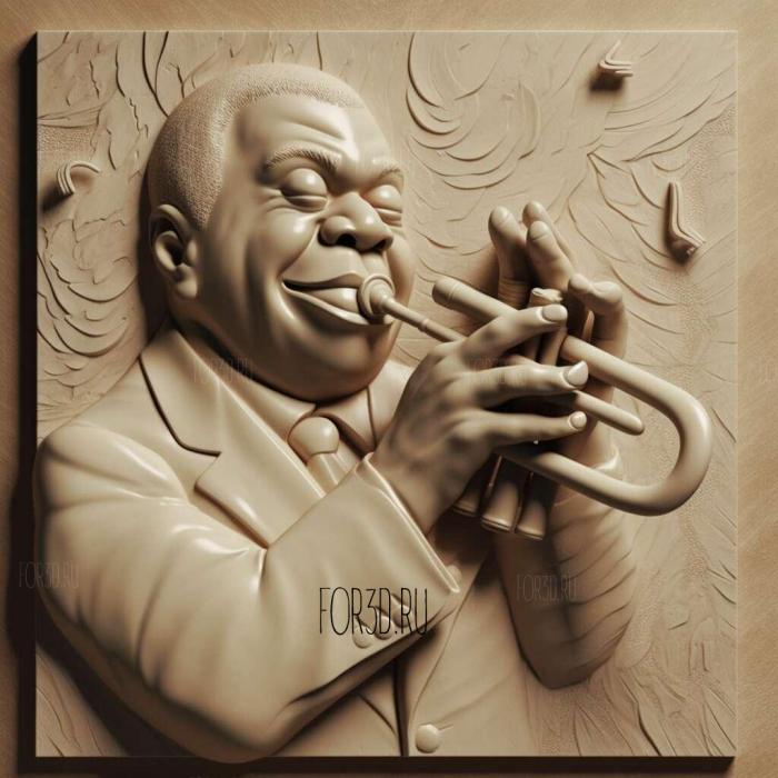 Louis Armstrong jazz musician 3 stl model for CNC