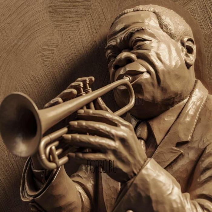 Louis Armstrong jazz musician 4 stl model for CNC