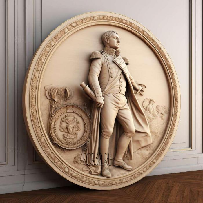 Napoleon with round podium 3 stl model for CNC