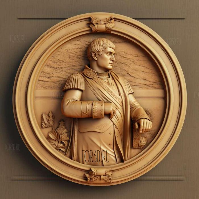 Napoleon with round podium 4 stl model for CNC