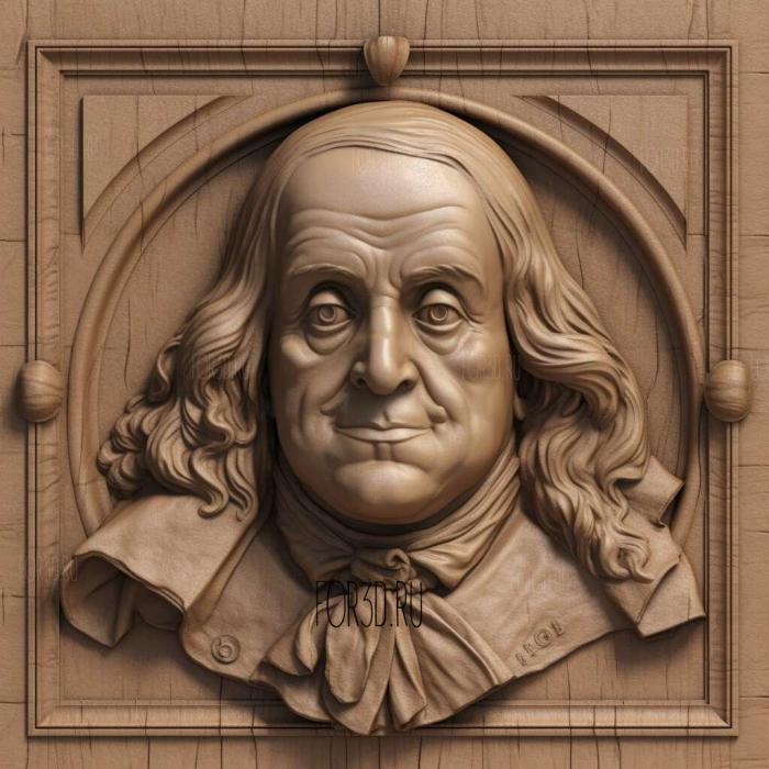 Benjamin Franklin 1 stl model for CNC