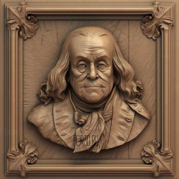 Benjamin Franklin 2 stl model for CNC