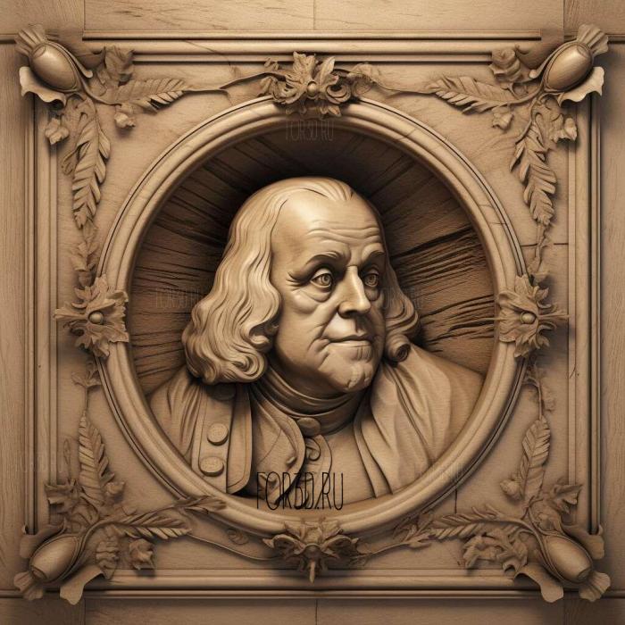 Benjamin Franklin 3 stl model for CNC