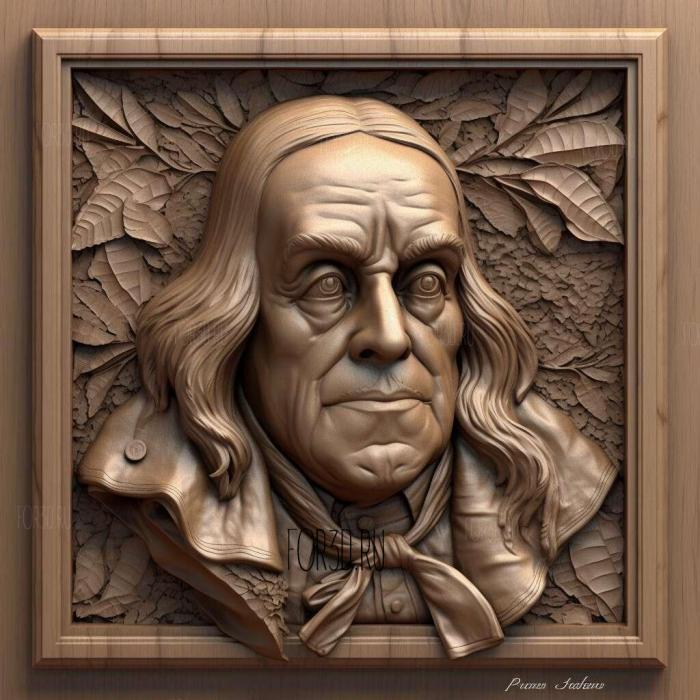 Benjamin Franklin 4 stl model for CNC