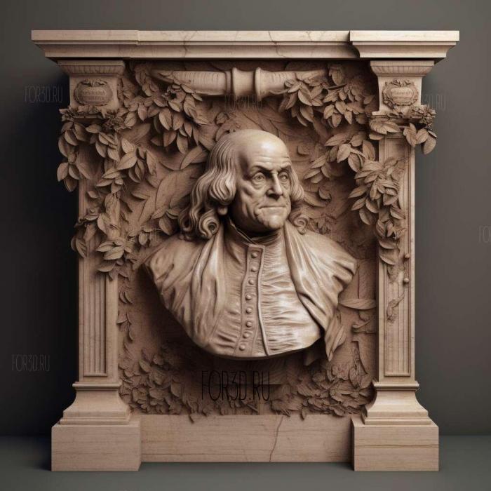 Benjamin Franklin thin plinth 1 stl model for CNC